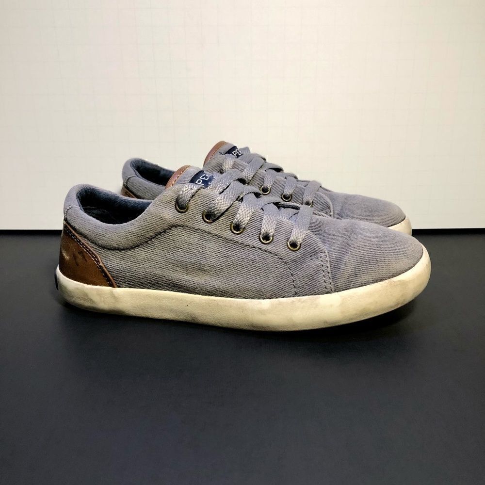 Boys SPERRY Top-Sider Tuck LTT Gray Lace Up Sneakers / Size 2M